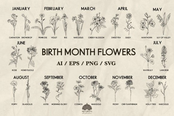Download Birth Month Flowers Svg Bundle - Month flowers Collection