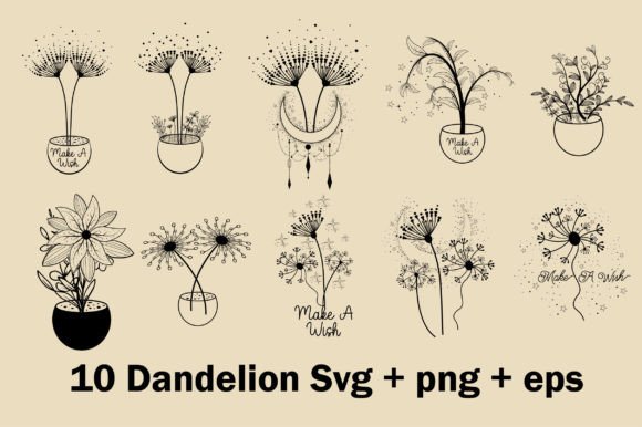 Download Dandelion Svg Bundle Outline Clipart - Dandelion svg Collection